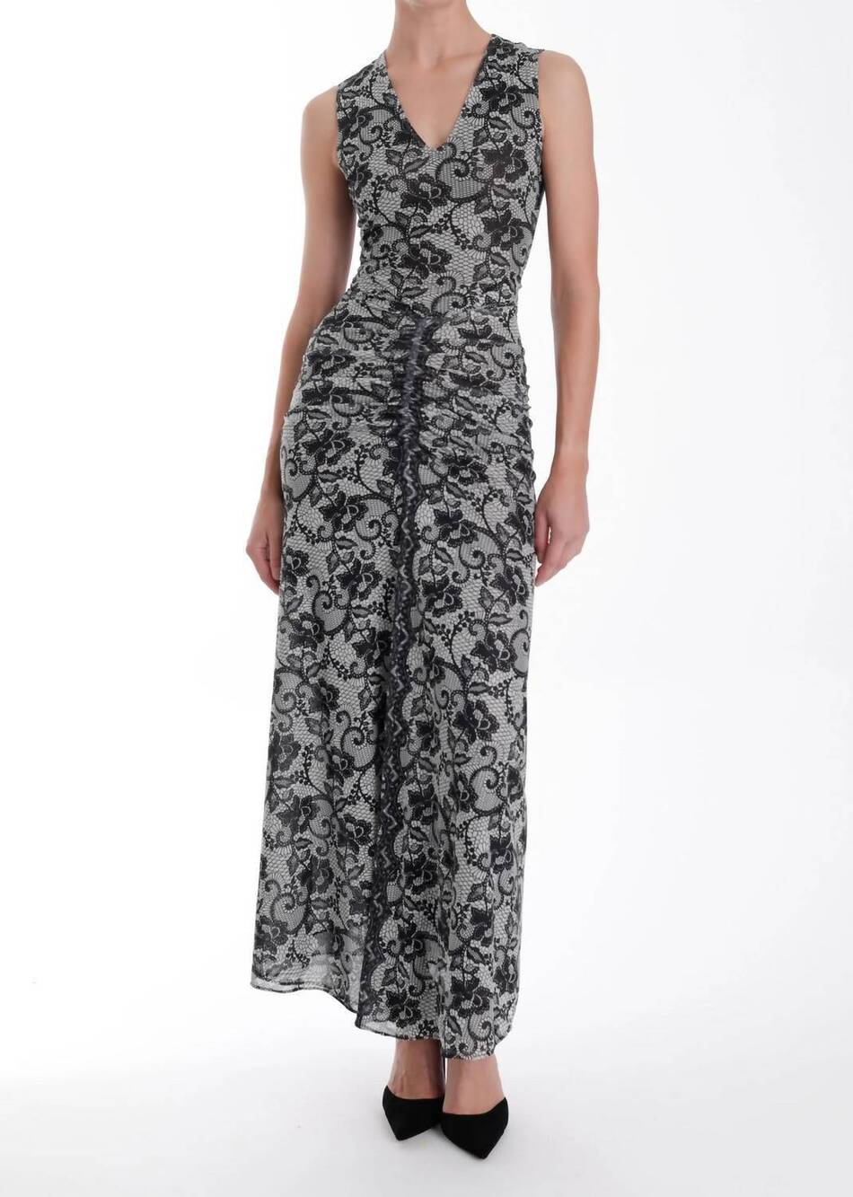 NEW KARINA GRIMALDI pilar lace maxi dress in black lace